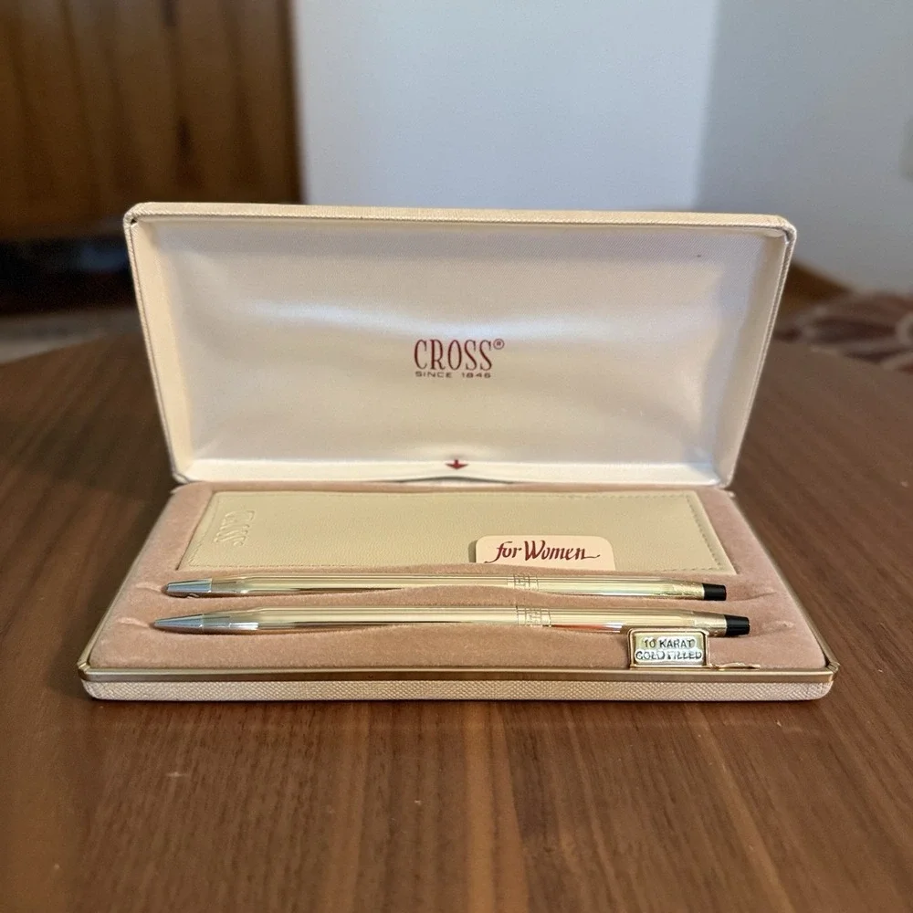 Cross For Women 1/20 10kt Gold Filled Pen & Pencil Set w/ Pouch, Case & Papers